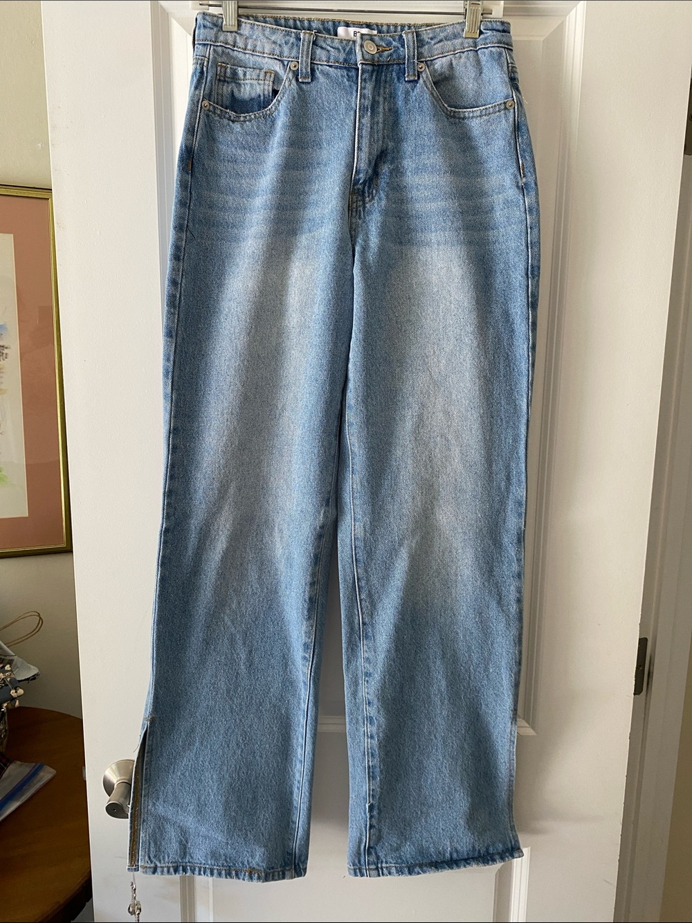 bp Light Blue Denim Jeans with Contrast Stitching and split bottom